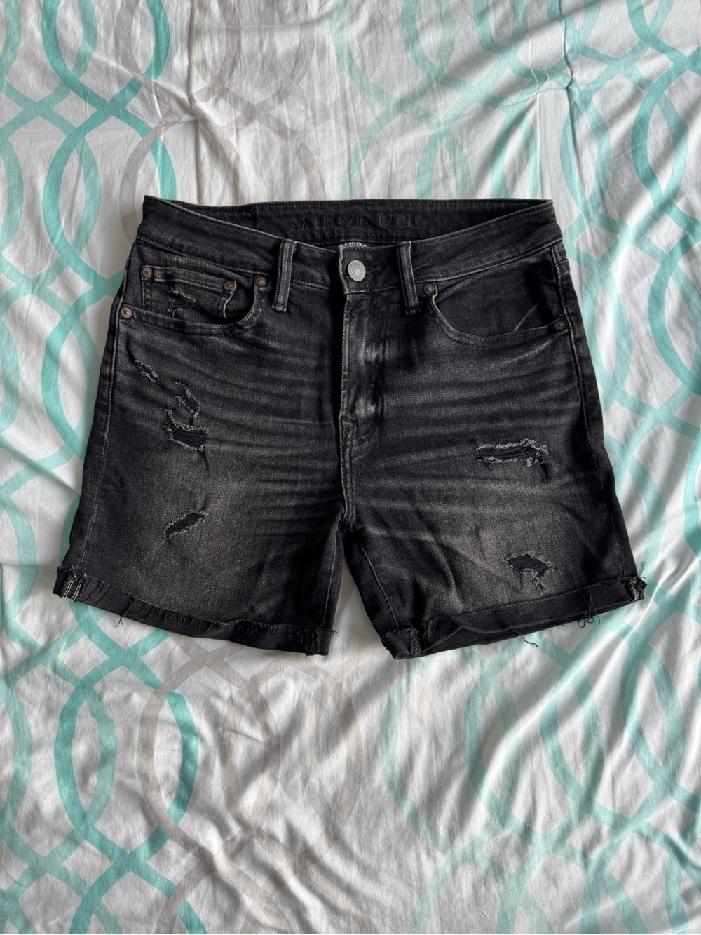 American Eagle Outfitters Black Distressed Denim Shorts